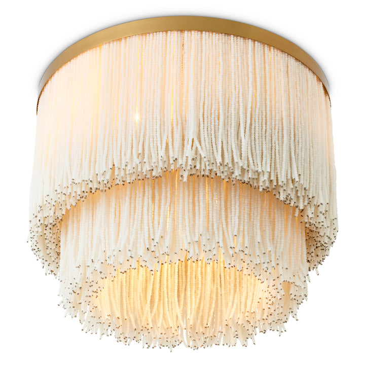 Ceiling Lamp Rosaline - Vintage brass finish | white glass beads