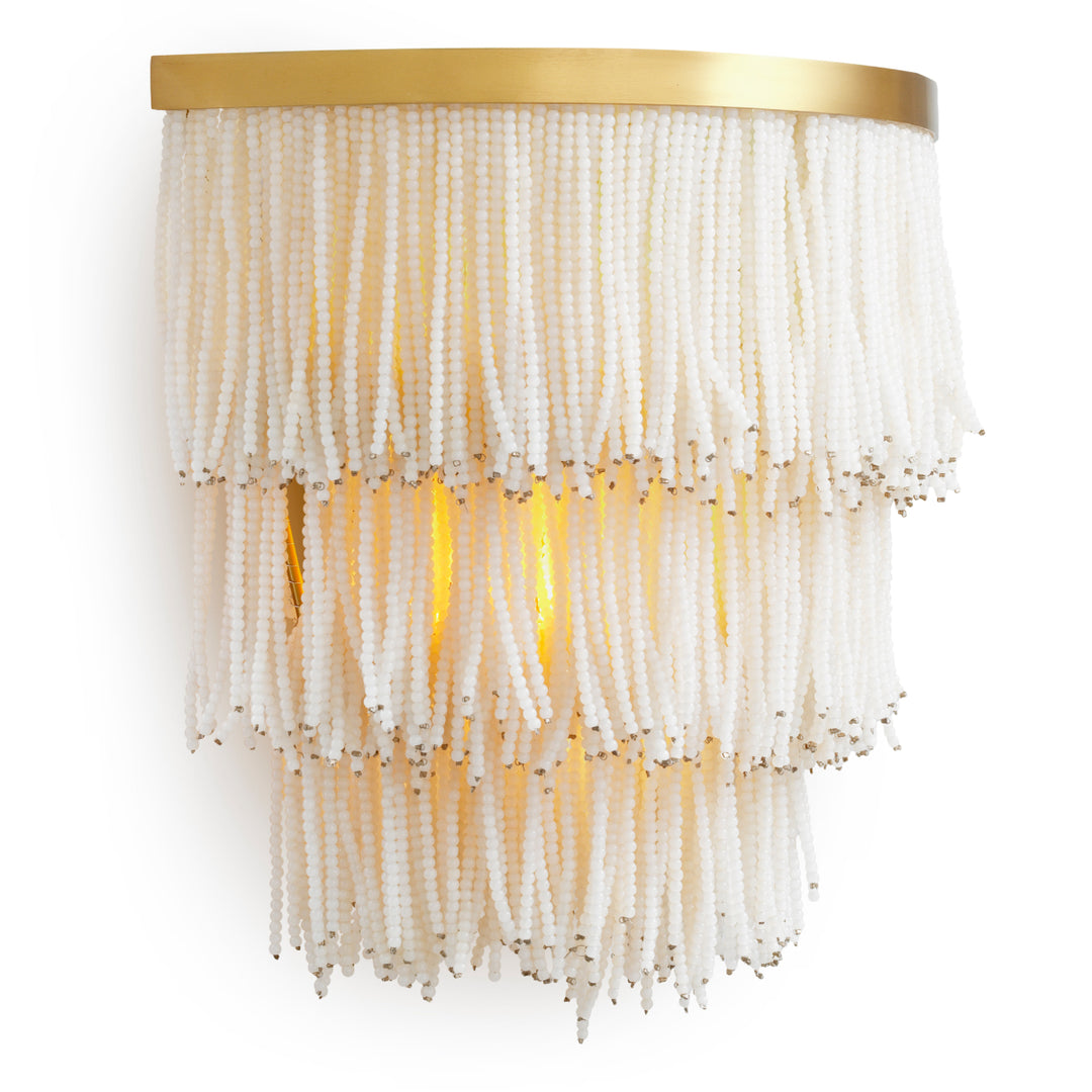 Wall Lamp Rosaline - Vintage brass finish | white glass beads
