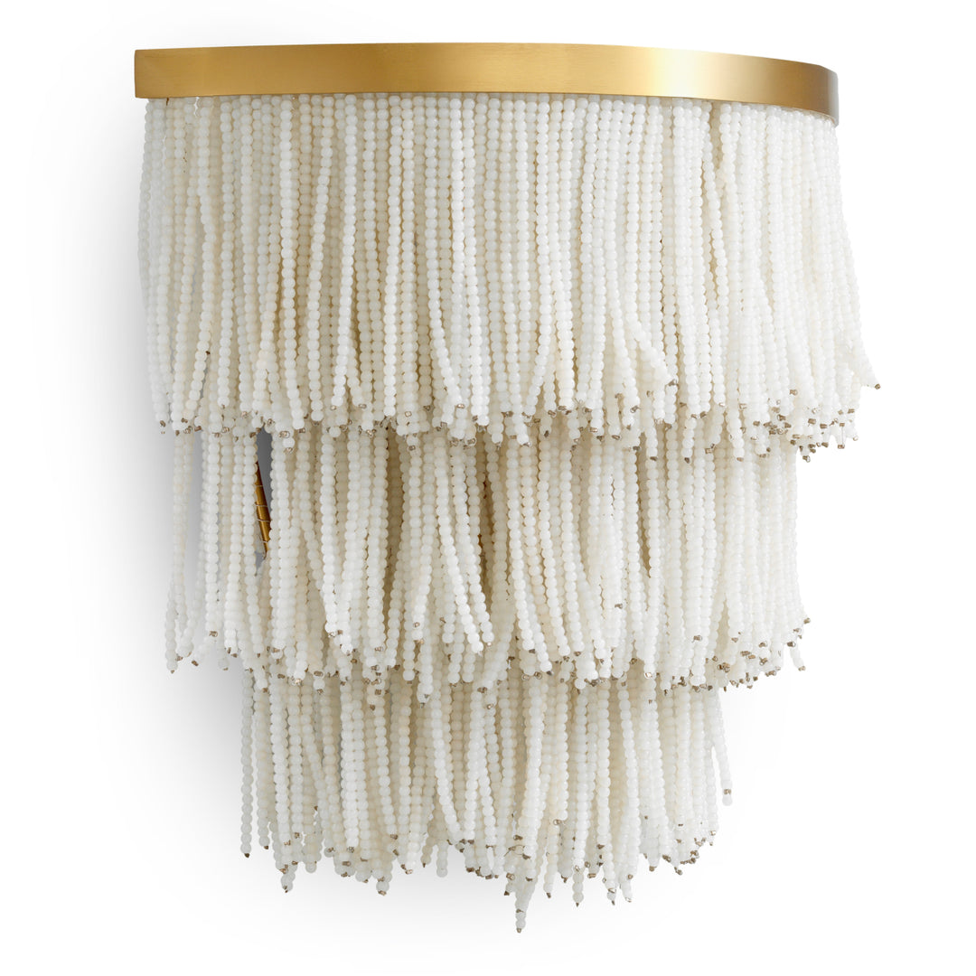 Wall Lamp Rosaline - Vintage brass finish | white glass beads