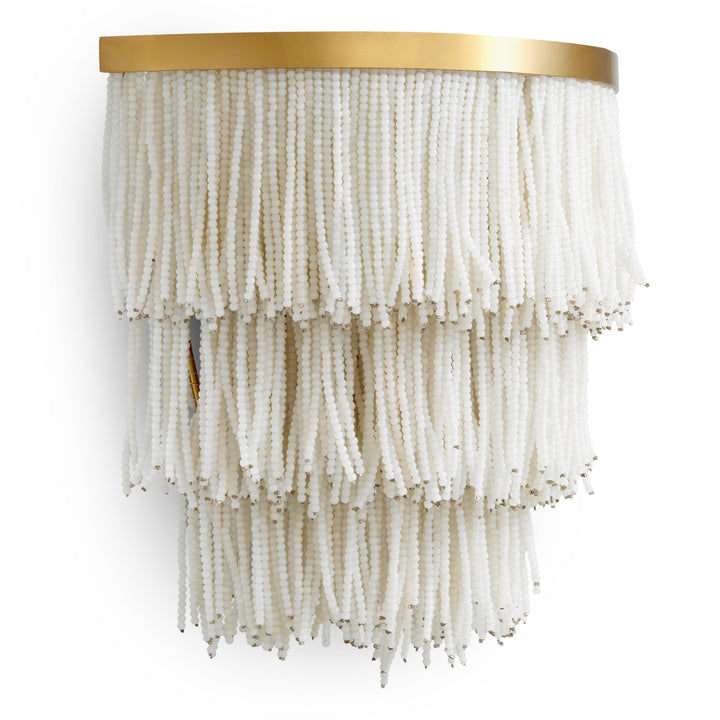 Wall Lamp Rosaline - Vintage brass finish | white glass beads