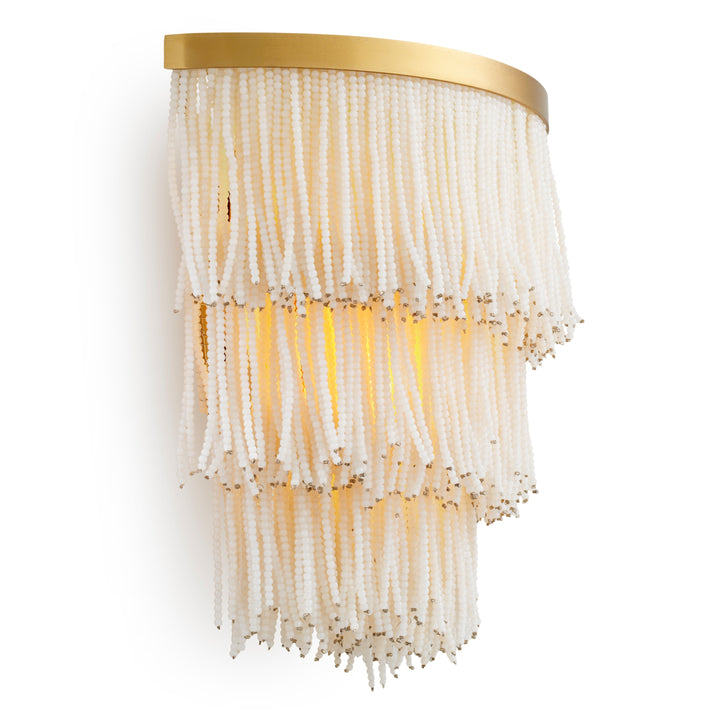 Wall Lamp Rosaline - Vintage brass finish | white glass beads