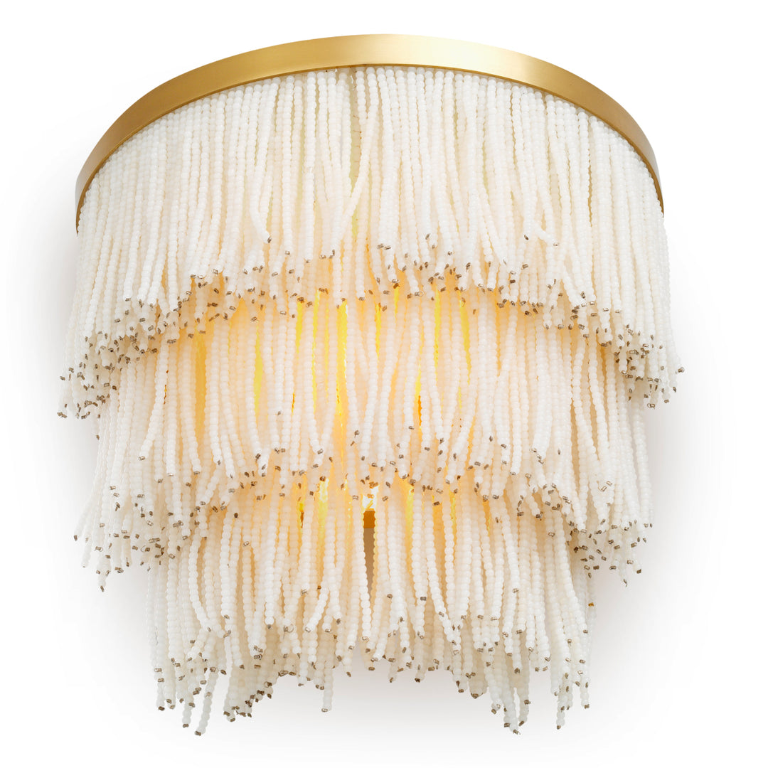 Wall Lamp Rosaline - Vintage brass finish | white glass beads
