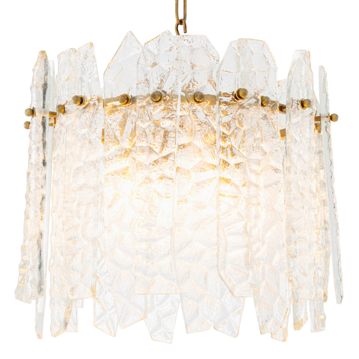 Chandelier Prati - Vintage brass finish | handmade clear glass