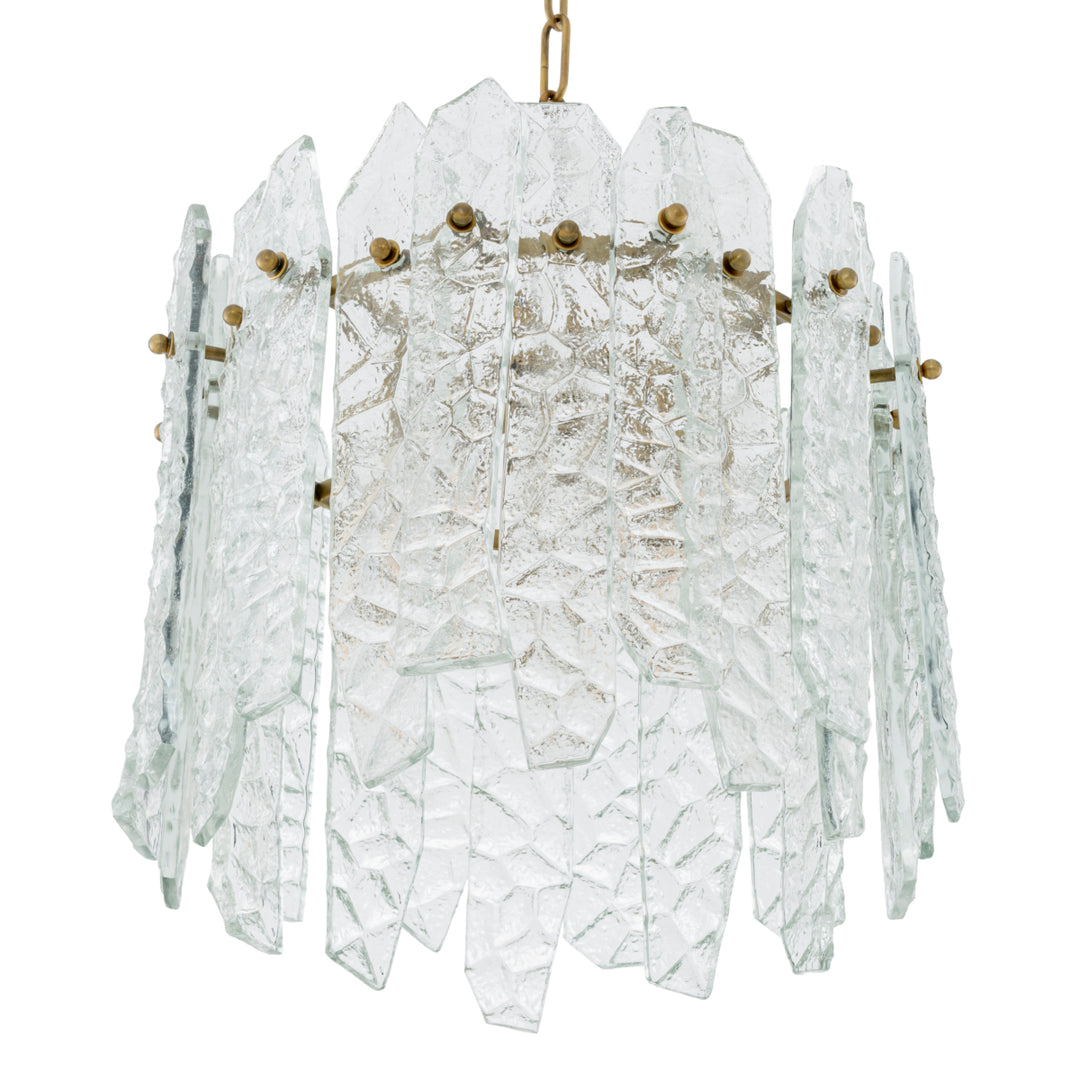 Chandelier Prati - Vintage brass finish | handmade clear glass