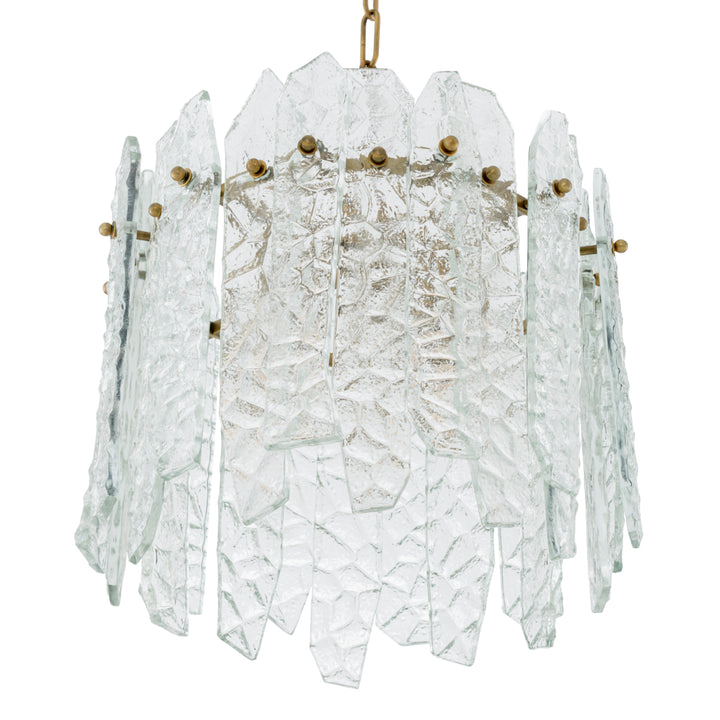 Chandelier Prati - Vintage brass finish | handmade clear glass