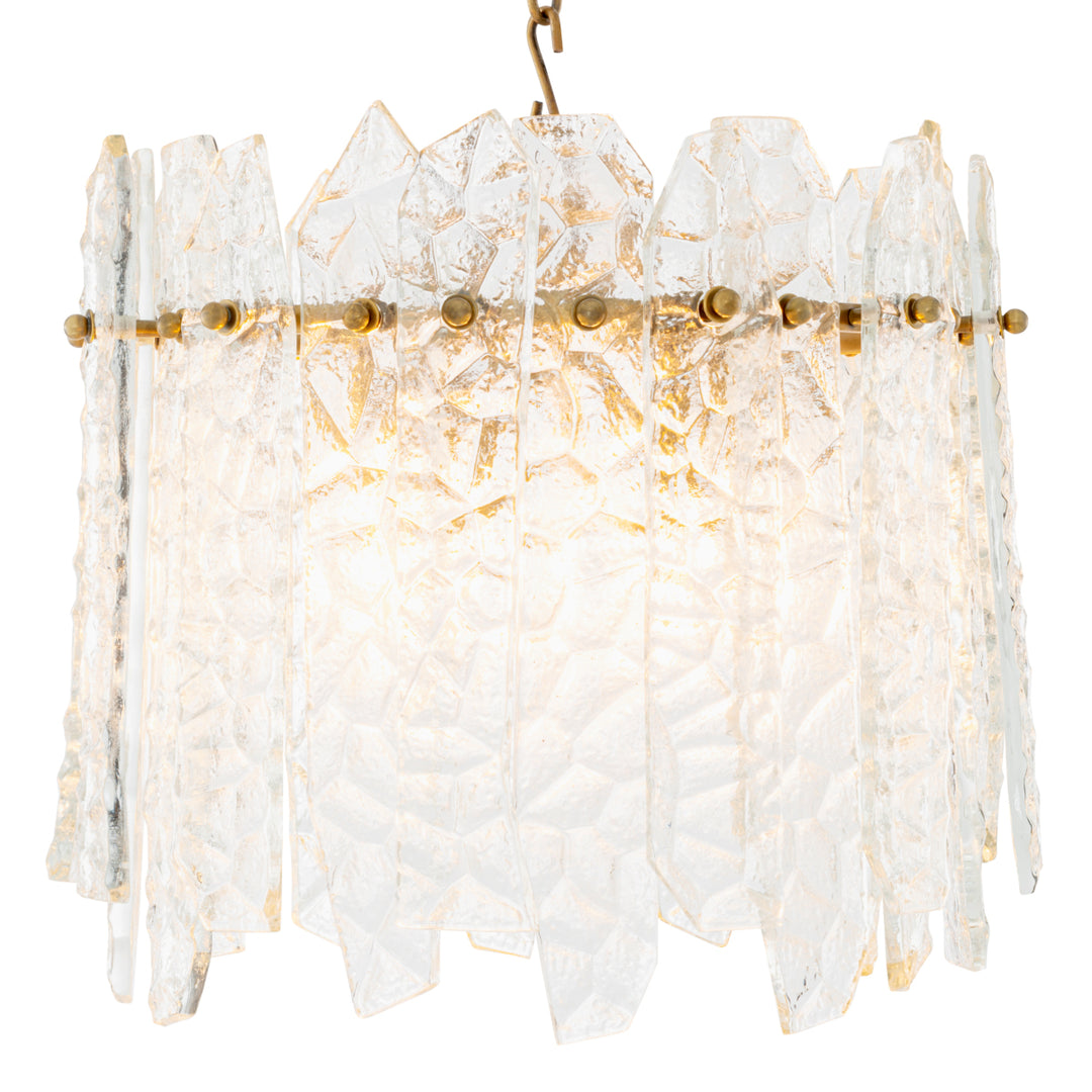 Chandelier Prati - Vintage brass finish | handmade clear glass