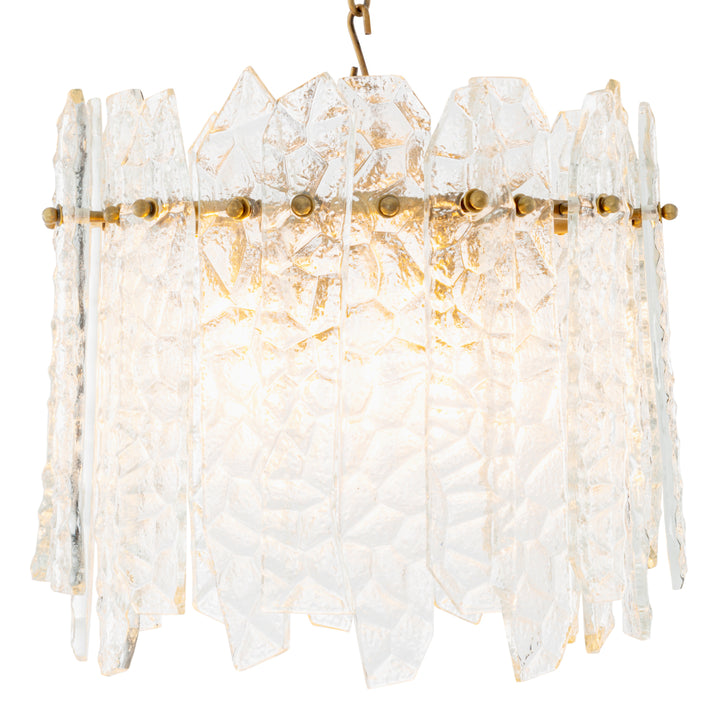 Chandelier Prati - Vintage brass finish | handmade clear glass