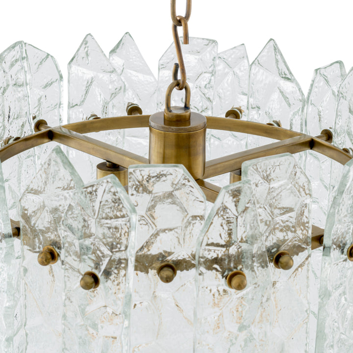 Chandelier Prati - Vintage brass finish | handmade clear glass
