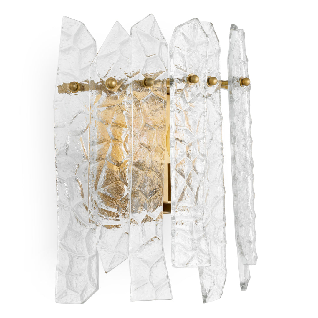 Wall Lamp Prati - Vintage brass finish | handmade clear glass