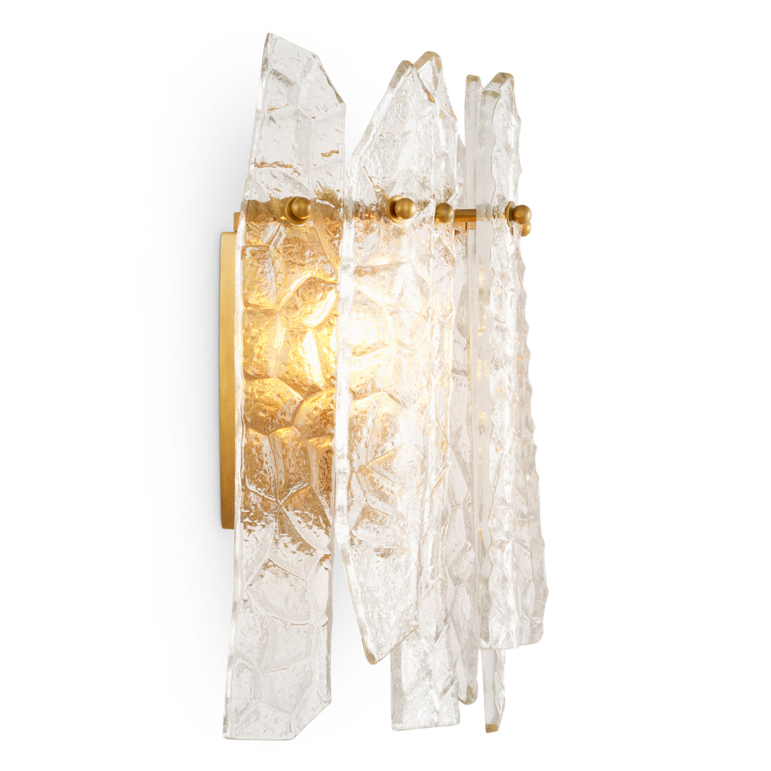 Wall Lamp Prati - Vintage brass finish | handmade clear glass