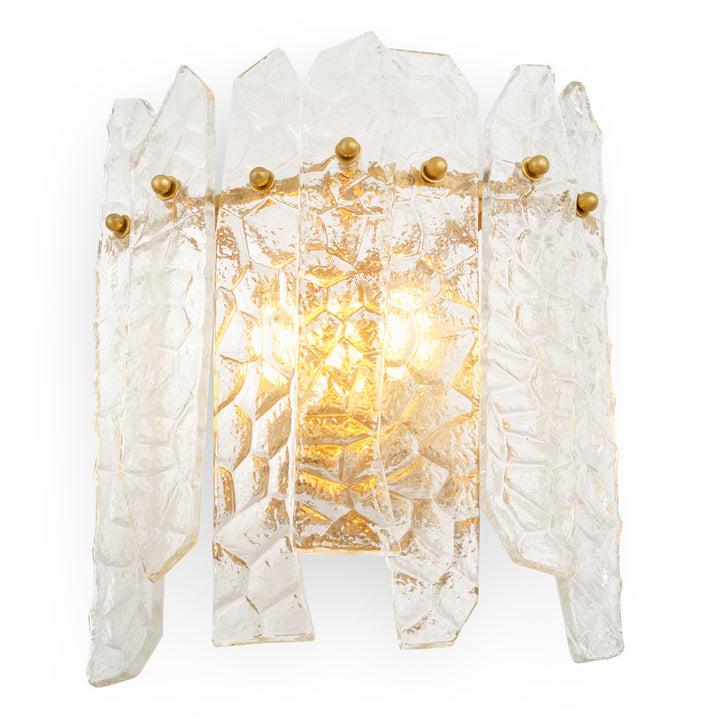Wall Lamp Prati - Vintage brass finish | handmade clear glass