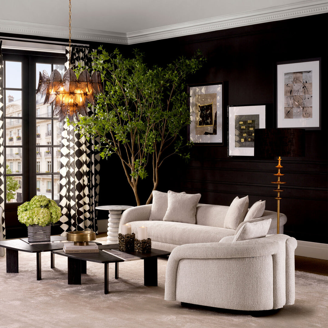 Chandelier Brooks - Antique brass finish | light smoke glass | handmade recycled glass