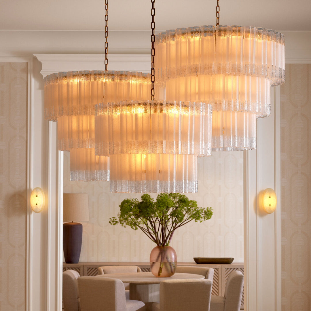 Chandelier Denton L - Antique brass finish | frosted recycled glass