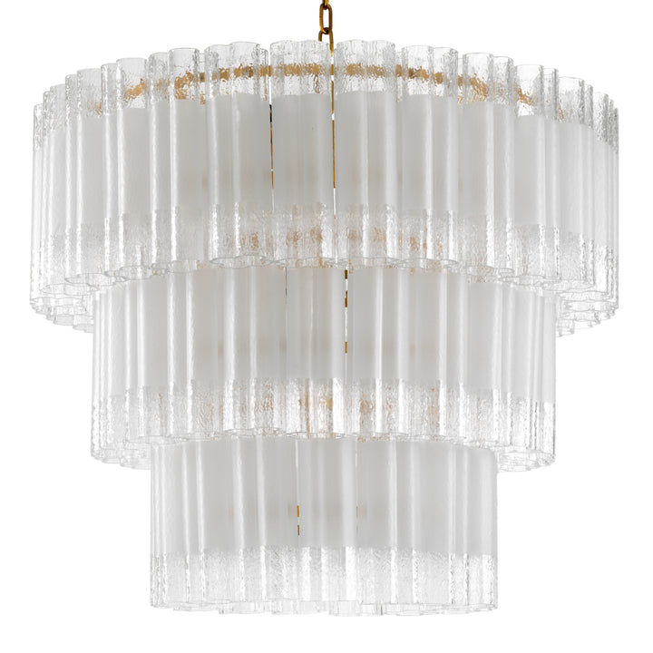 Chandelier Denton L - Antique brass finish | frosted recycled glass