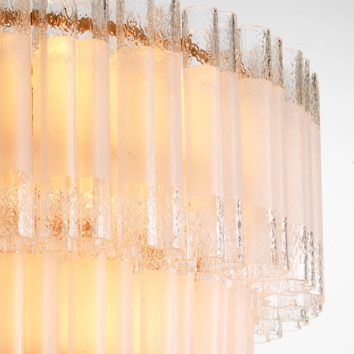 Chandelier Denton L - Antique brass finish | frosted recycled glass