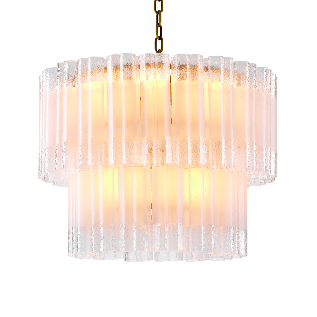 Chandelier Denton S - Antique brass finish | frosted recycled glass