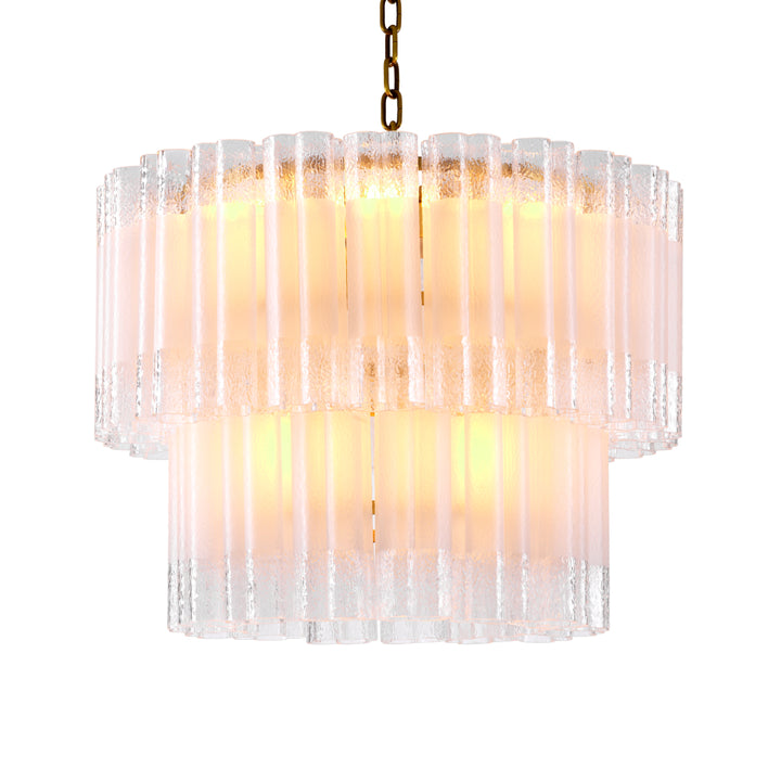 Chandelier Denton S - Antique brass finish | frosted recycled glass
