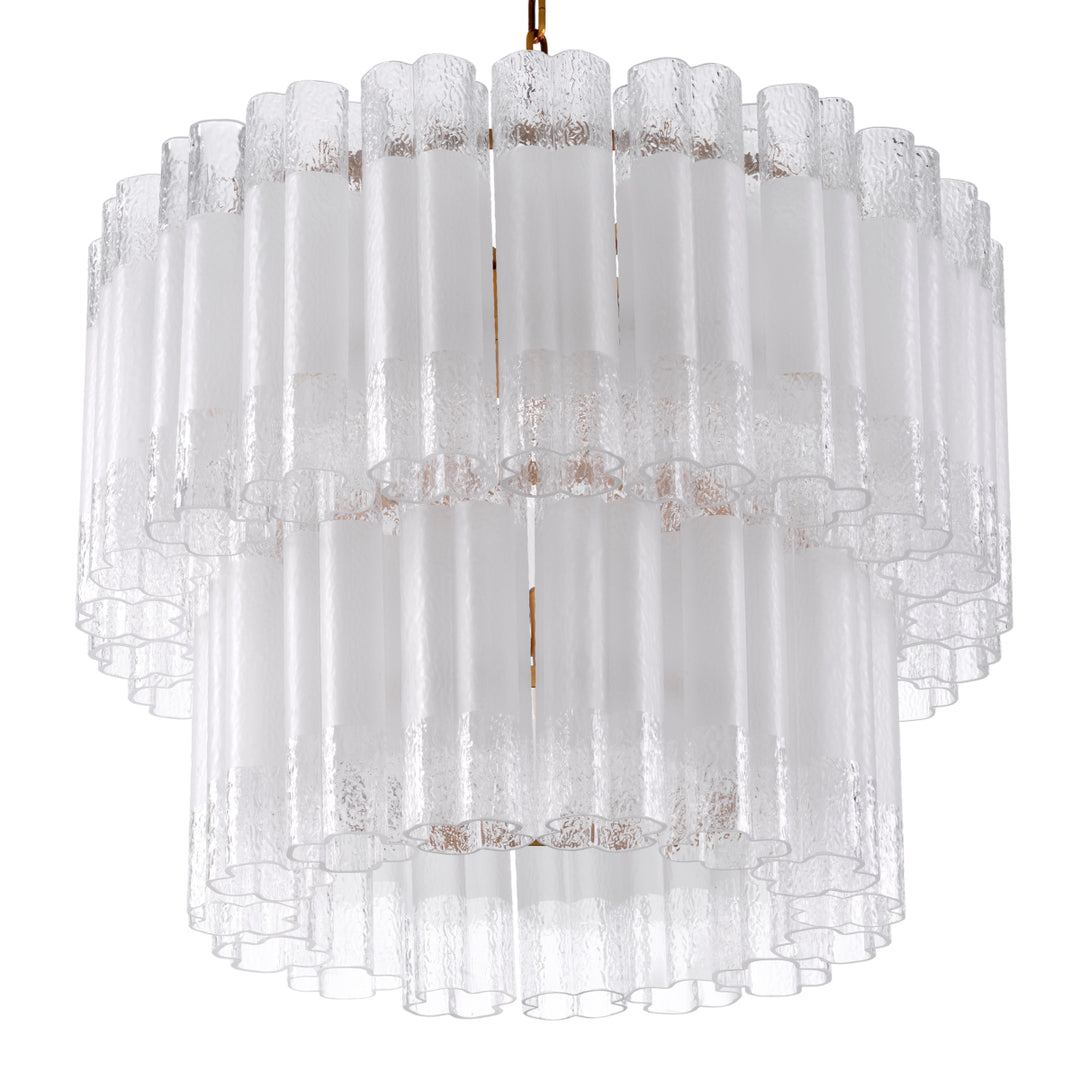 Chandelier Denton S - Antique brass finish | frosted recycled glass