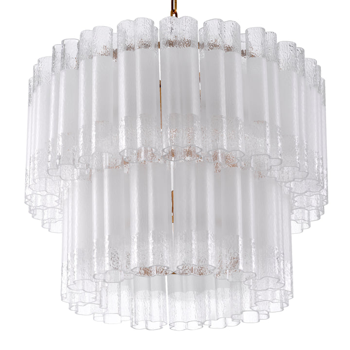 Chandelier Denton S - Antique brass finish | frosted recycled glass