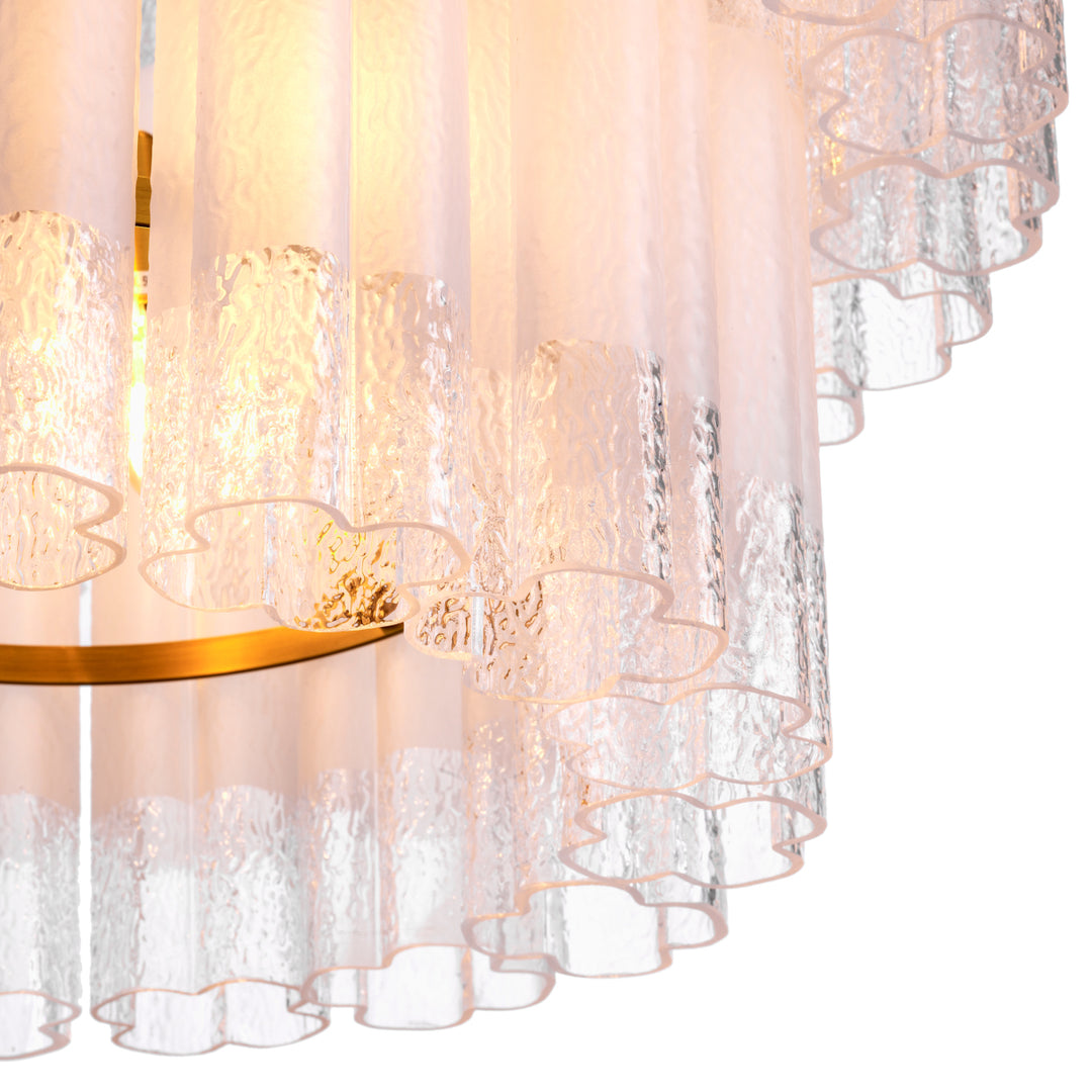 Chandelier Denton S - Antique brass finish | frosted recycled glass