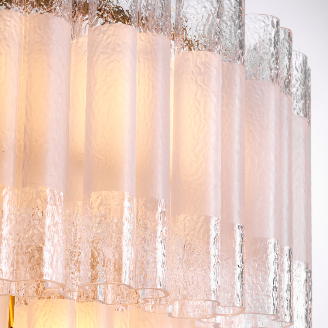 Chandelier Denton S - Antique brass finish | frosted recycled glass