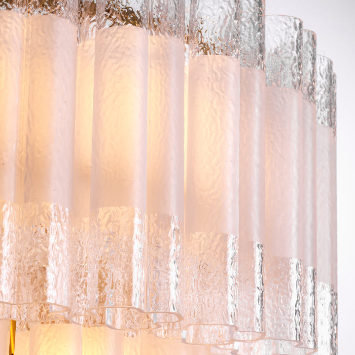 Chandelier Denton S - Antique brass finish | frosted recycled glass