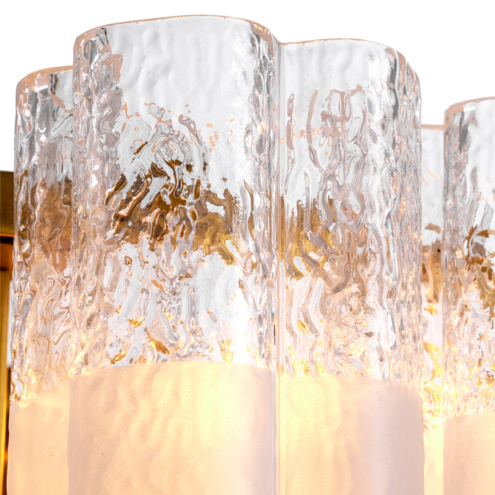 Chandelier Denton S - Antique brass finish | frosted recycled glass