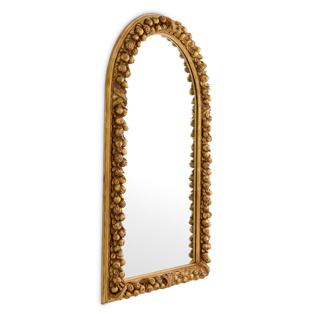 Mirror Fairlane - Antiqued gold leaf | hand carved mahogany wood