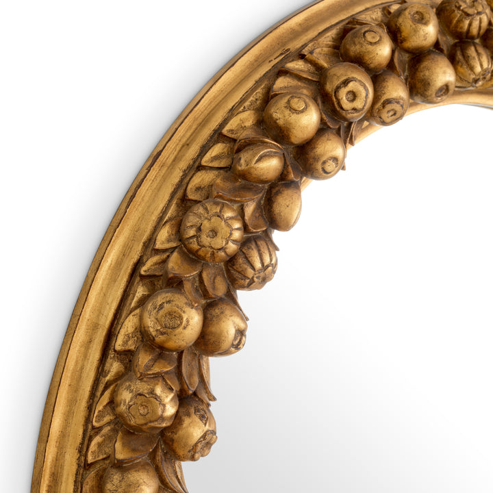 Mirror Fairlane - Antiqued gold leaf | hand carved mahogany wood