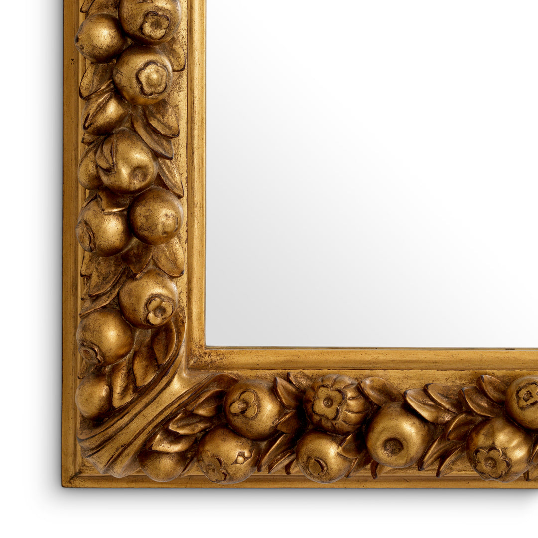 Mirror Fairlane - Antiqued gold leaf | hand carved mahogany wood