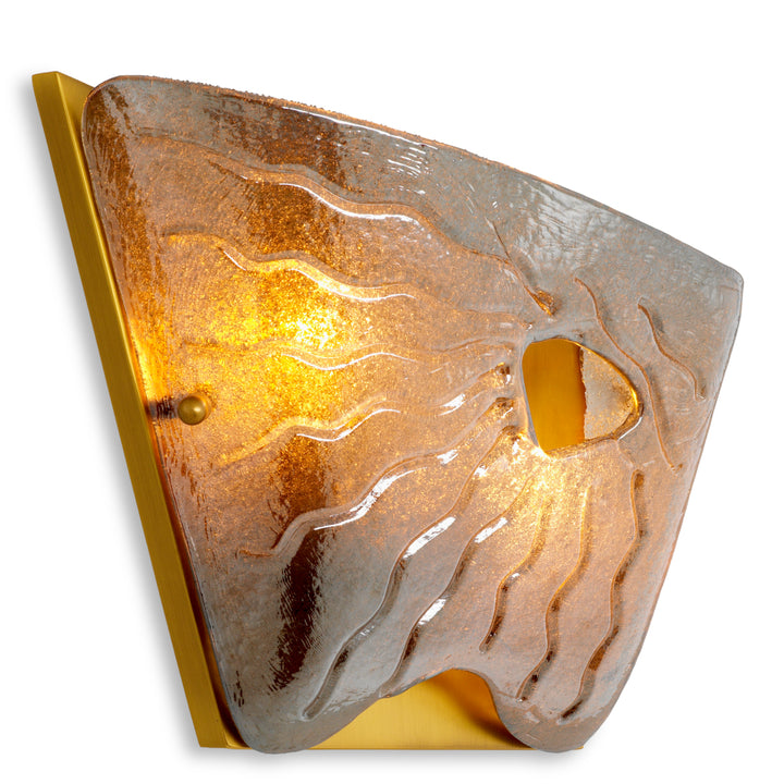 Wall Lamp Orlandis Left - Antique brass finish | smoke glass