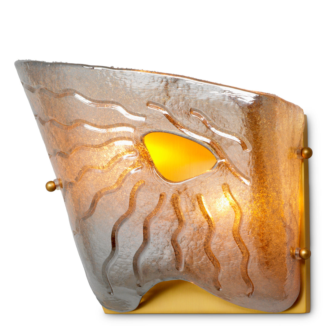 Wall Lamp Orlandis Left - Antique brass finish | smoke glass