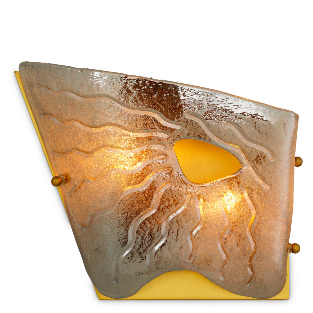 Wall Lamp Orlandis Left - Antique brass finish | smoke glass