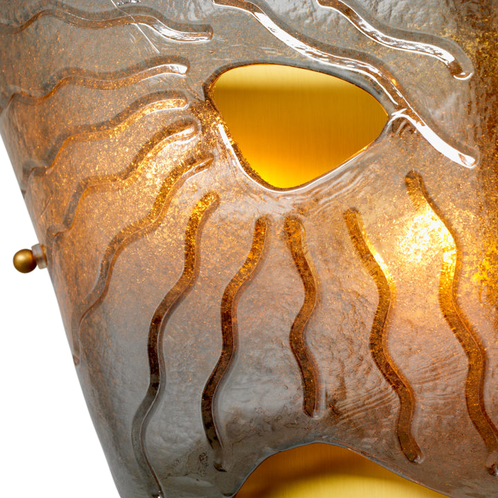Wall Lamp Orlandis Left - Antique brass finish | smoke glass