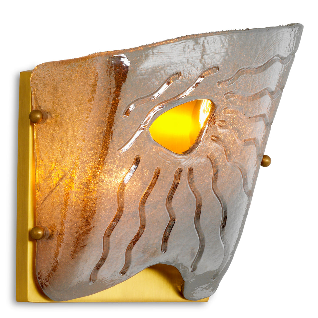 Wall Lamp Orlandis Right - Antique brass finish | smoke glass