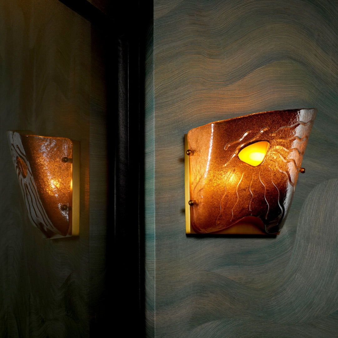Wall Lamp Orlandis Right - Antique brass finish | smoke glass
