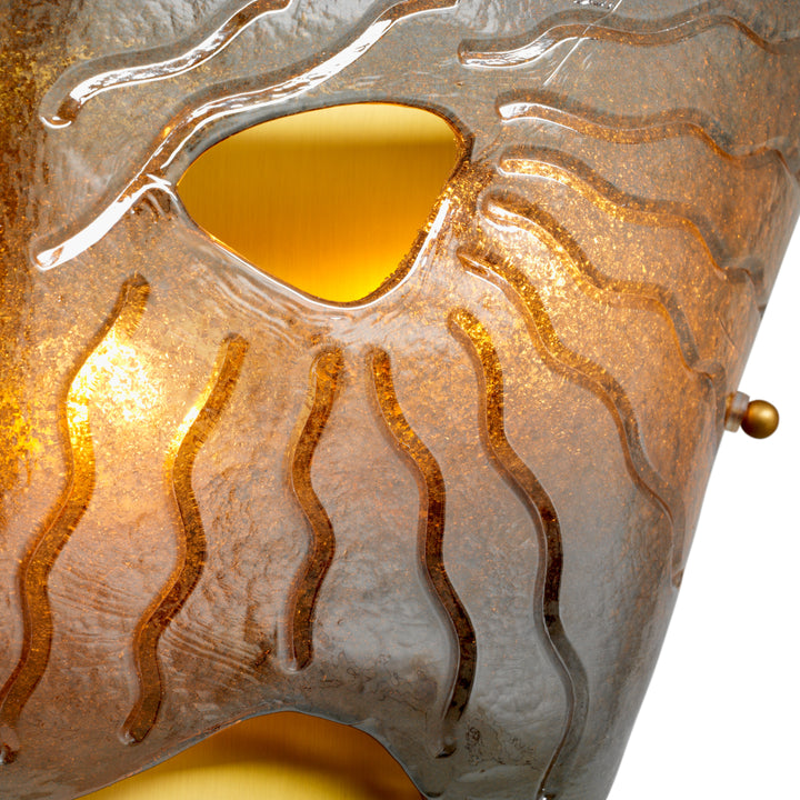 Wall Lamp Orlandis Right - Antique brass finish | smoke glass