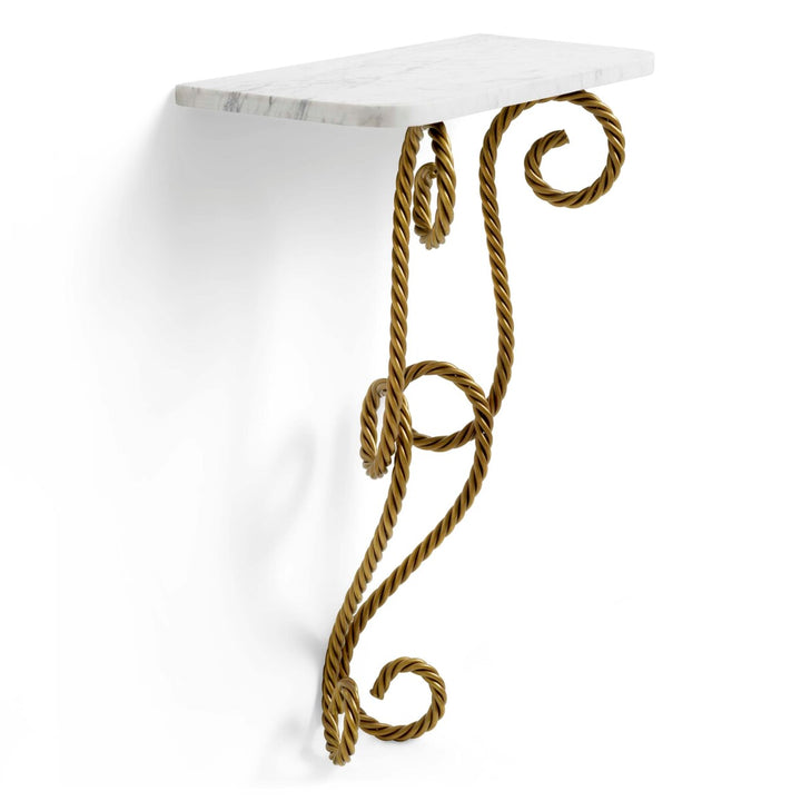 Wall Console Table Kingsley - Vintage brass finish | white marble top