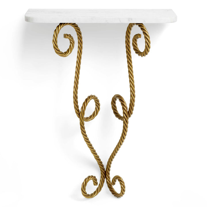 Wall Console Table Kingsley - Vintage brass finish | white marble top
