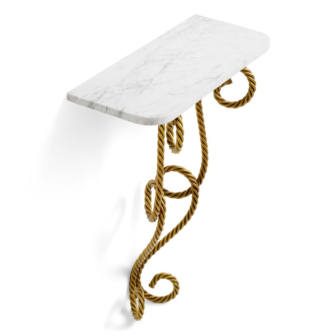 Wall Console Table Kingsley - Vintage brass finish | white marble top