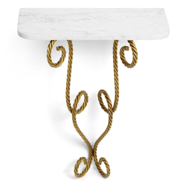 Wall Console Table Kingsley - Vintage brass finish | white marble top
