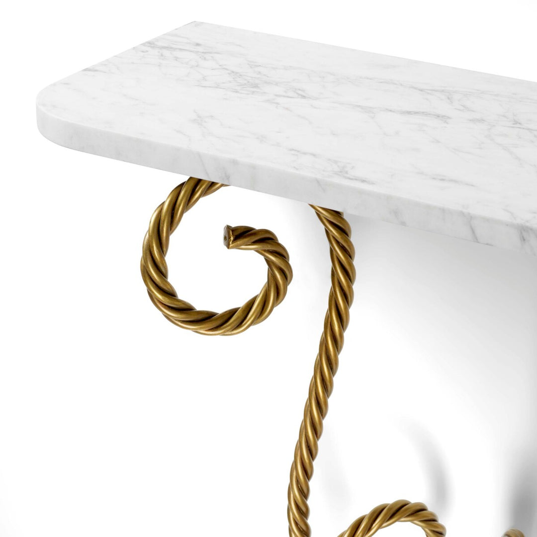 Wall Console Table Kingsley - Vintage brass finish | white marble top