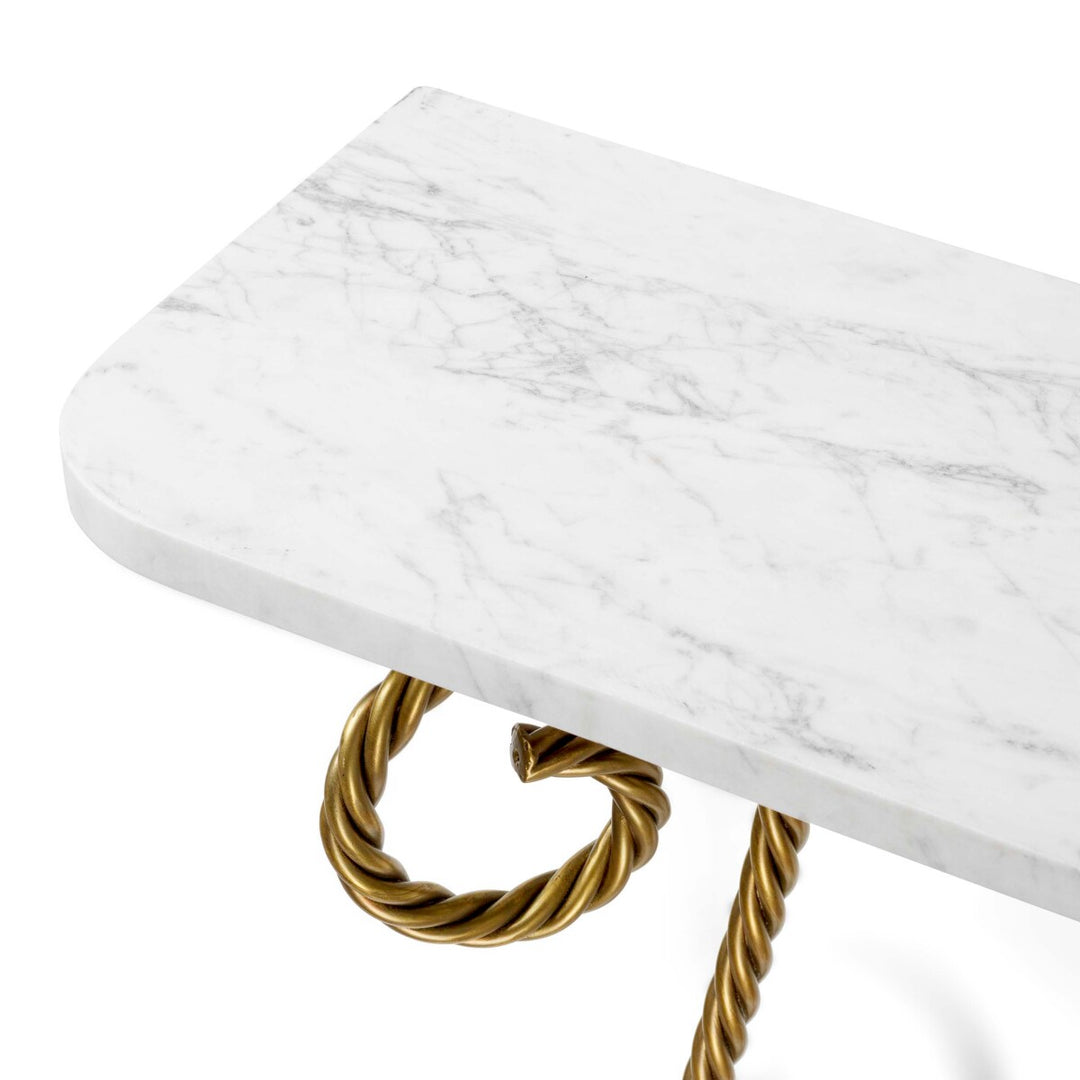 Wall Console Table Kingsley - Vintage brass finish | white marble top