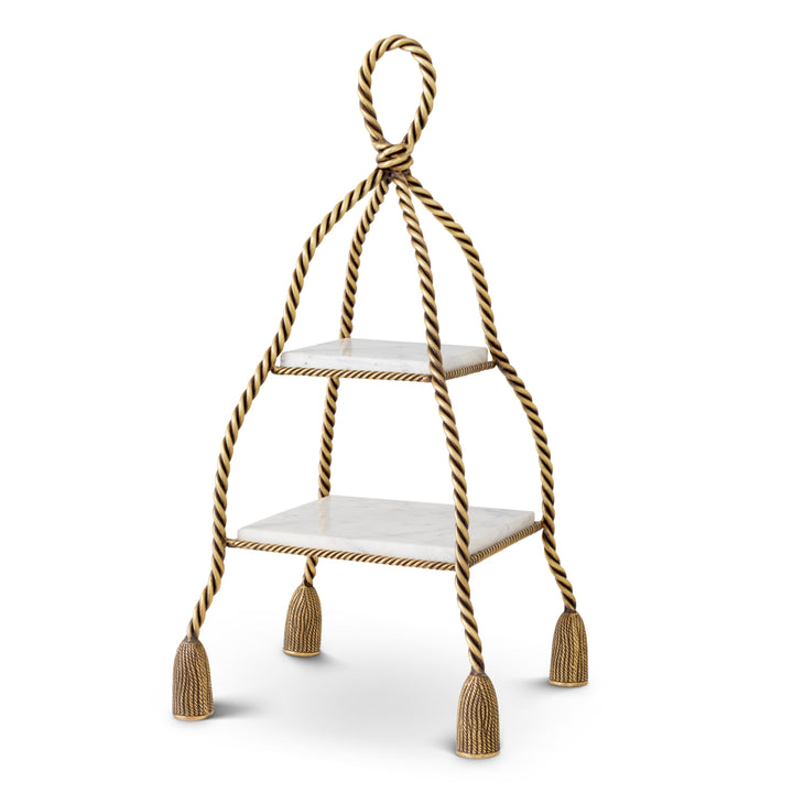 Cake Stand Vanelle - Vintage brass finish | white marble