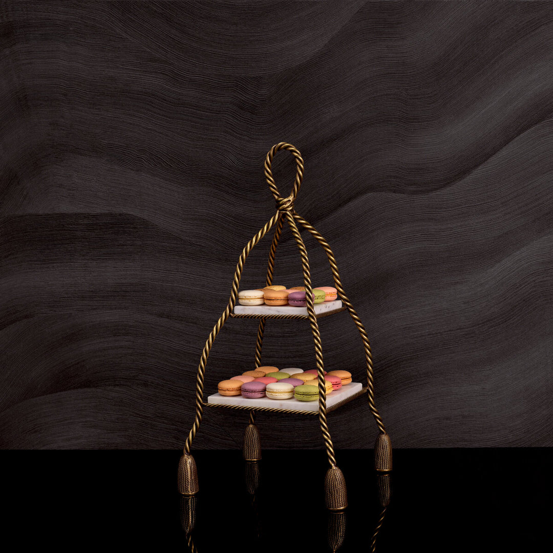 Cake Stand Vanelle - Vintage brass finish | white marble