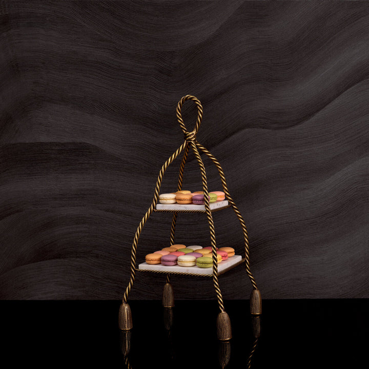 Cake Stand Vanelle - Vintage brass finish | white marble