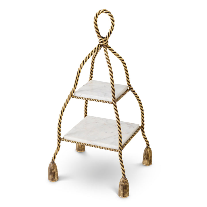 Cake Stand Vanelle - Vintage brass finish | white marble