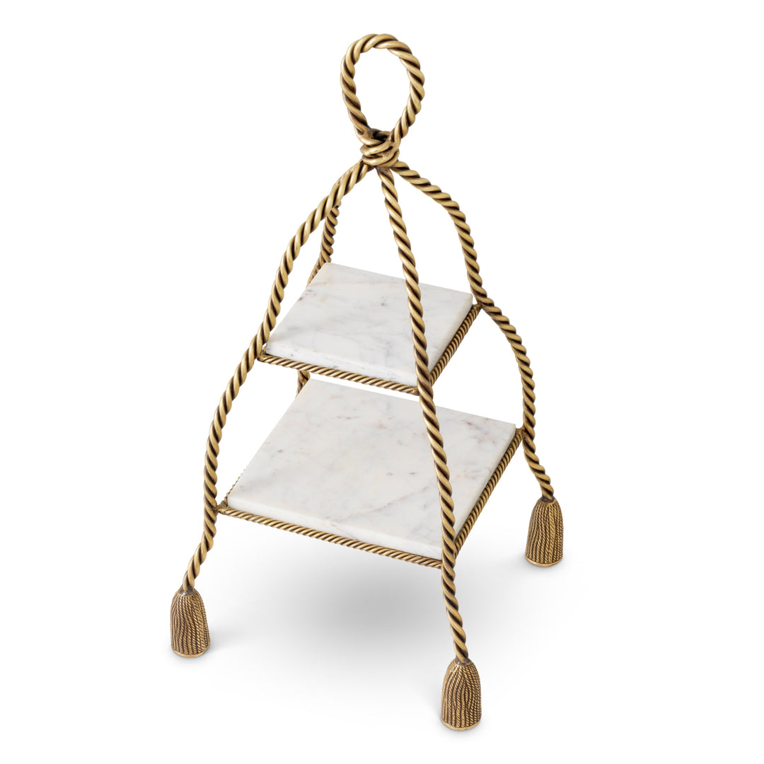 Cake Stand Vanelle - Vintage brass finish | white marble