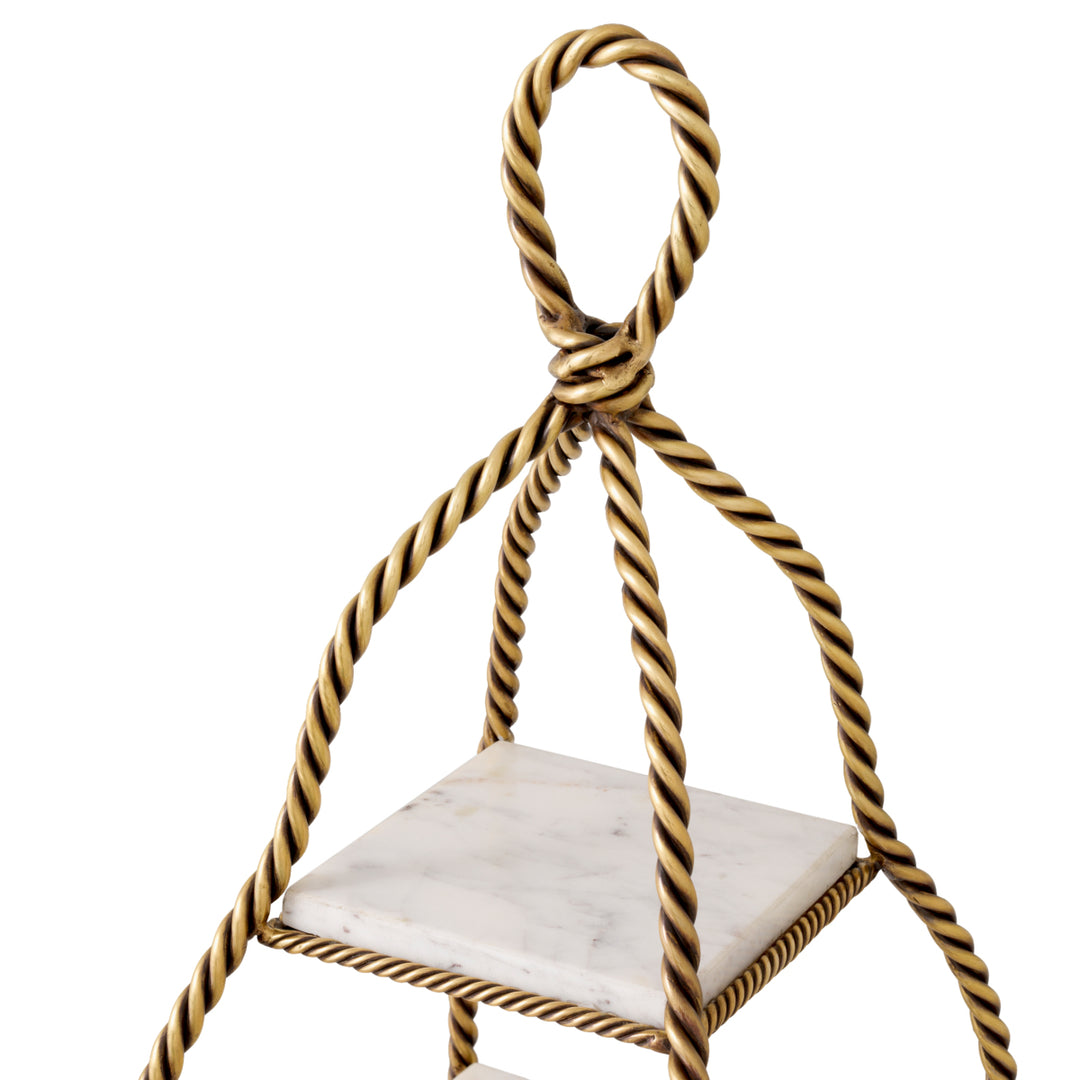 Cake Stand Vanelle - Vintage brass finish | white marble