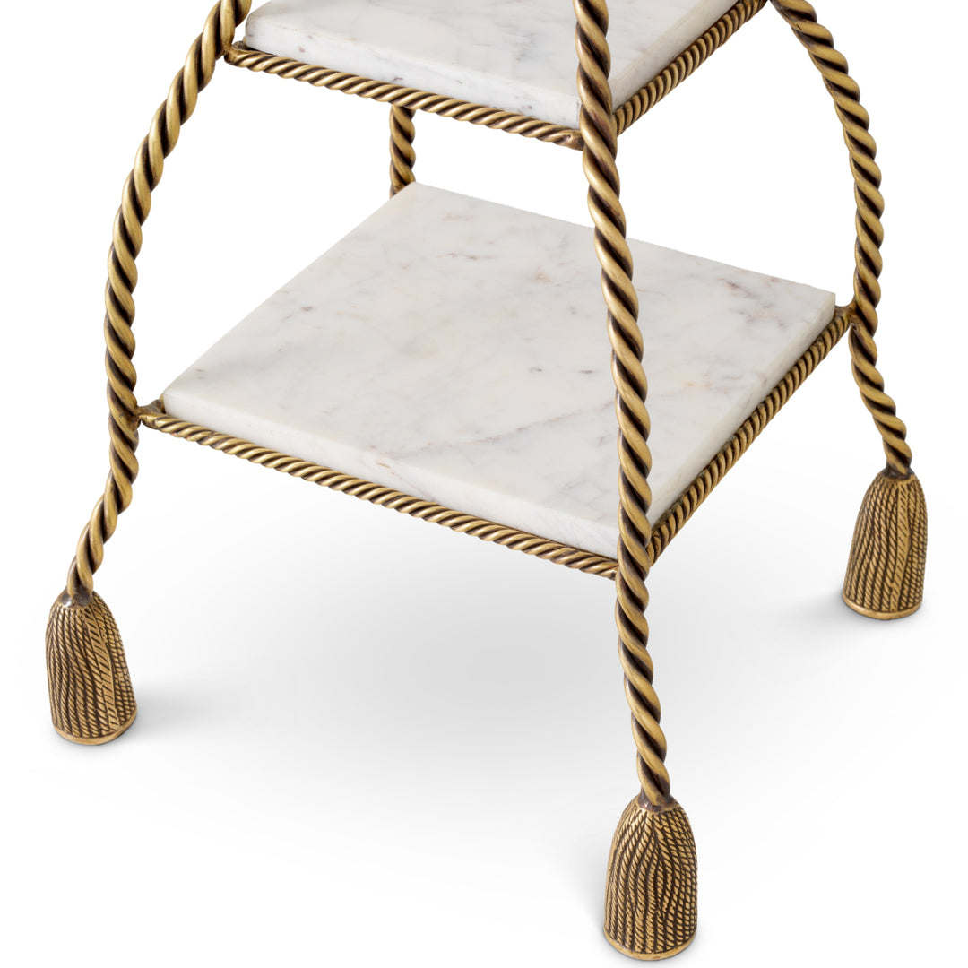 Cake Stand Vanelle - Vintage brass finish | white marble